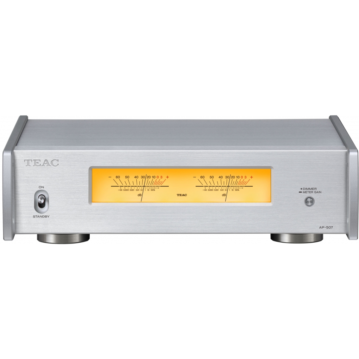 Teac AP-507 立體聲功率擴音機（銀色）：350W BTL輸出、NCOREx模組、無應力腳釘
